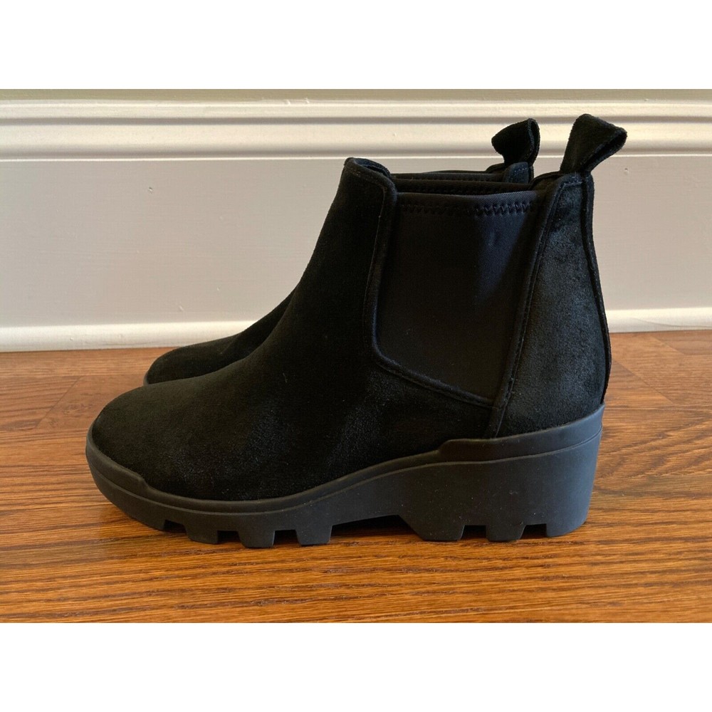 Eileen Fisher Splash Waterproof Suede Bootie  Size 5 US Black Wedge Heel NWOB - Picture 2 of 11